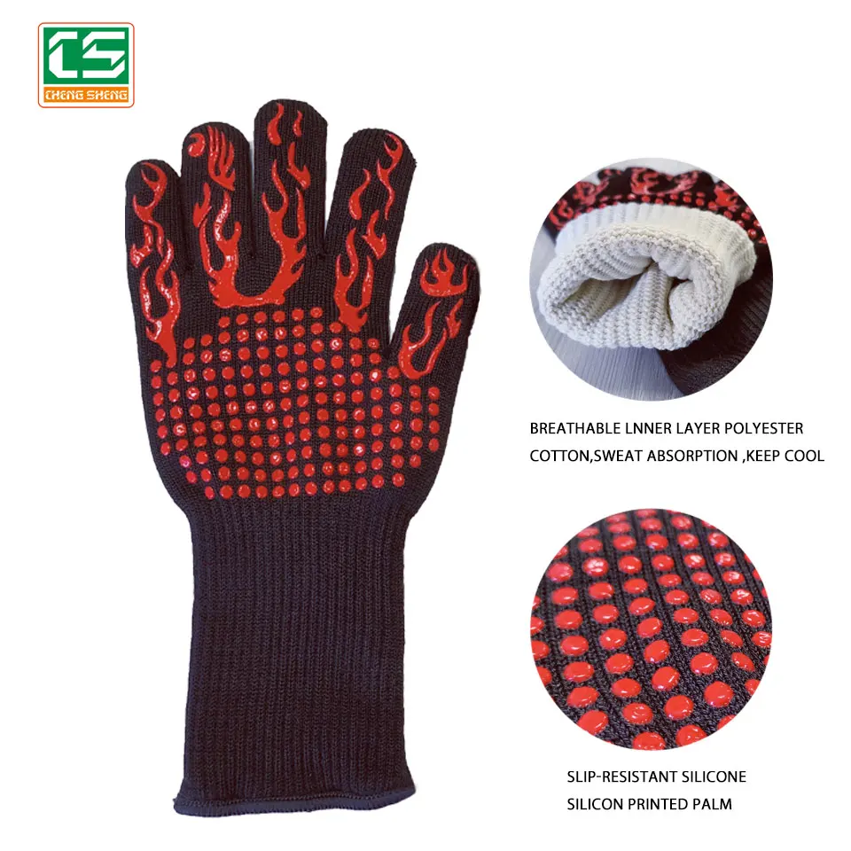 Хит продаж новый продукт бытовые перчатки для гриля барбекю кухонные двойные Нескользящие силиконовые