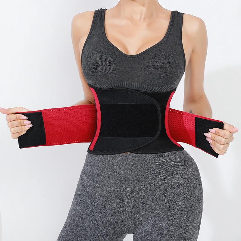 Wholesale Custom Slimming Breathable Corset Sweat Red Shaper Waist Trainer Belt For Women