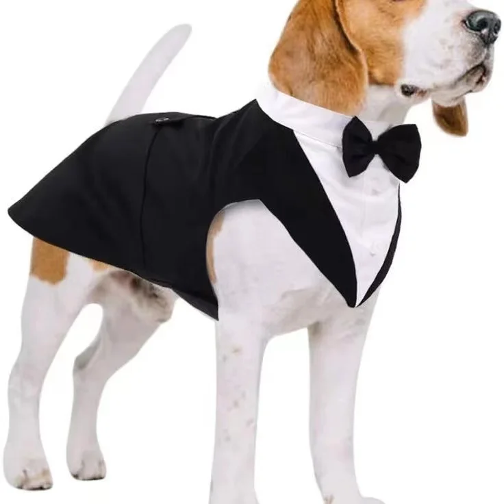 Костюм Джентльмена Amazon горячая Распродажа Собака Свадьба Вечеринка официальная одежда костюм смокинги и бандана Комплект Собаки принца галстук-бабочка наряд