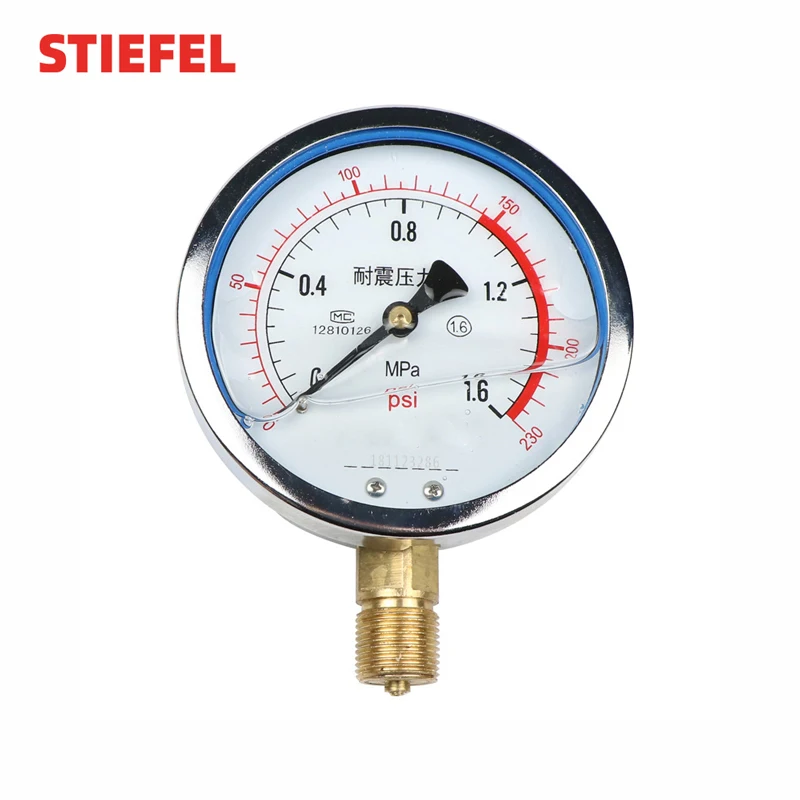 Gas valve pressure gauge for industrial boiler 0-1.6Mpa glycerin is filled with anti-vibration pressure gauge