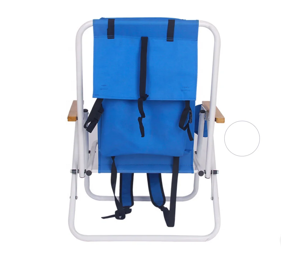 Compact Lightweight Aluminum Outdoor Picnic Folding Beach  Chair backpack with wood armrest