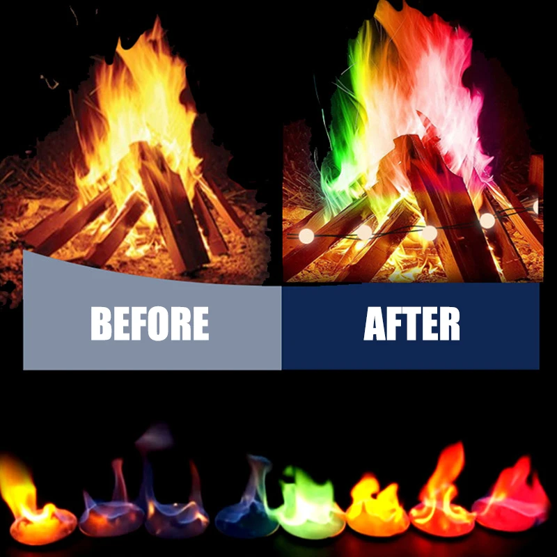 Dropshipping Outdoor Toys Party Camping Mystical Colorful Fire Magic Tricks Flames Bonfire Magical Fire Powder