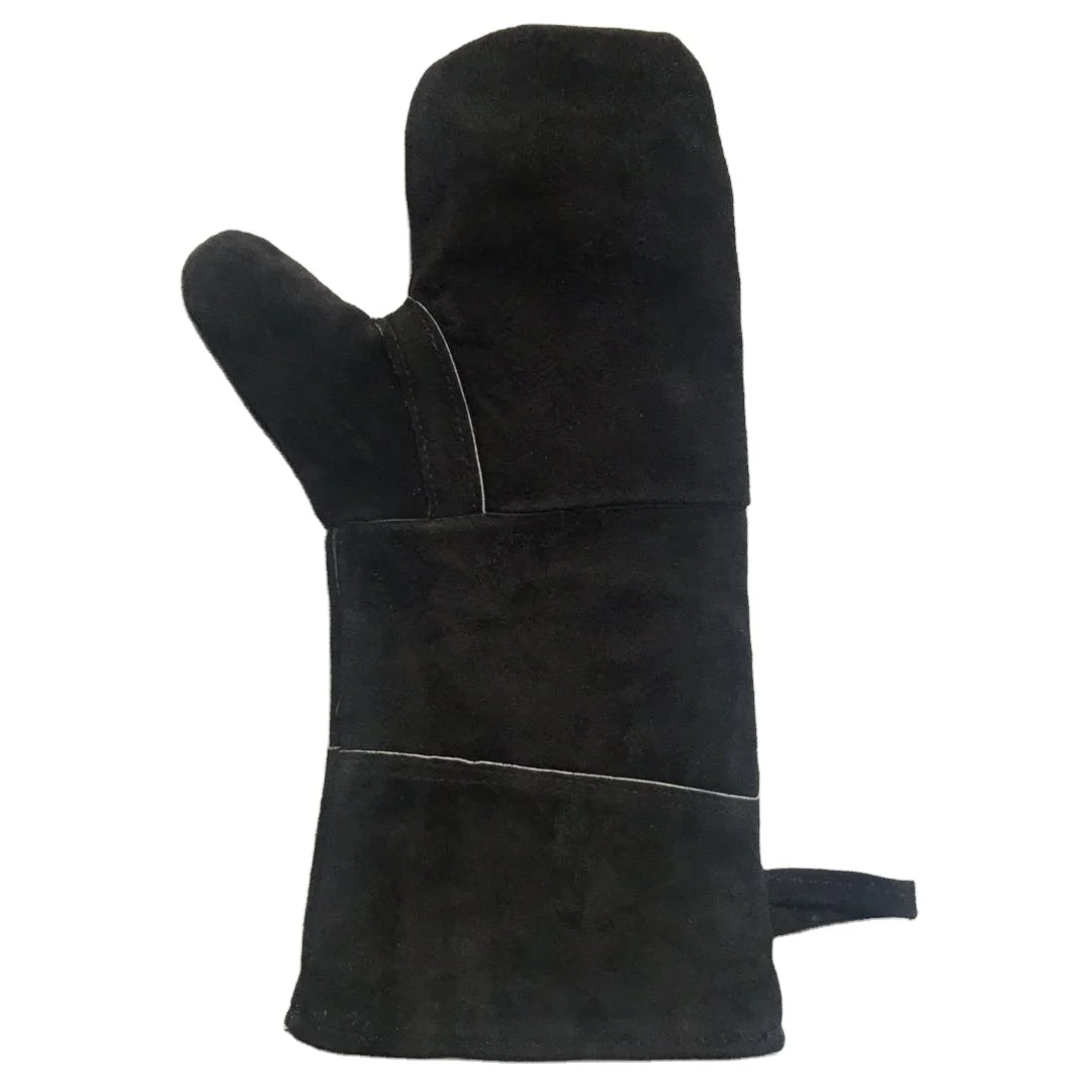 Лидер продаж Amazon, аксессуары для барбекю, экстремальные термостойкие перчатки из 100% матовой кожи для духовки барбекю