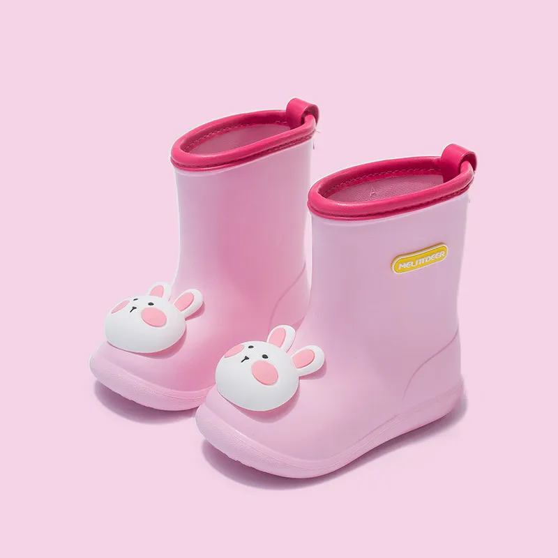 Cute Cartoon Children Kids Boots Mid-Calf Height Waterproof Ankle Rubber Boots For Winter EVA Rain Boots For Kids