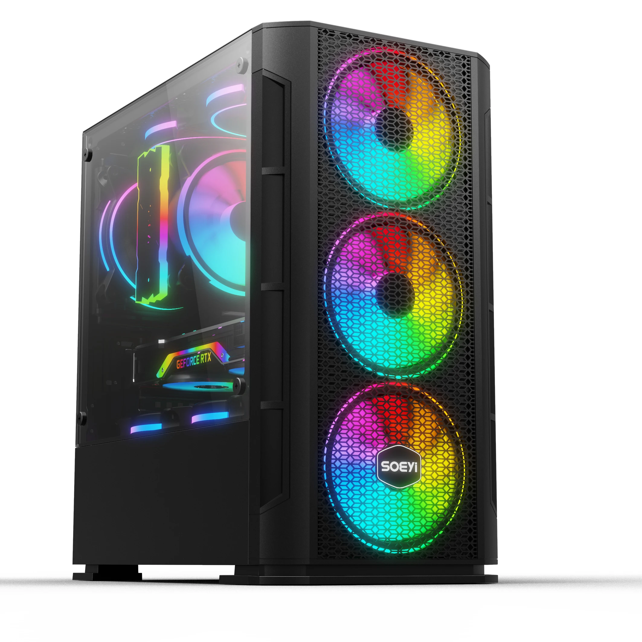 Hot Selling Gaming Casing micro ATX ITX Computer Case Tempered Glass RGB PC Cabinet With Audio &USB  Gaming Computer PC Case