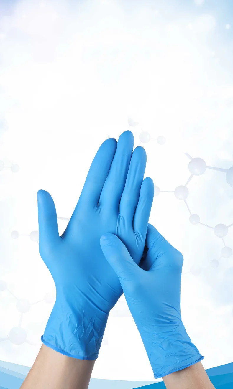 High Dexterity Disposable Nitrile Inspection Gloves Household Food Grade Kitchen Waterproof Thickened Latex Blue Nitrile Gloves