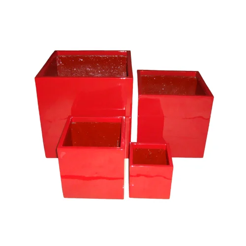 From Vietnam Cement Style Home Decoration Rectangular Shape Fiberglass Planter Garden Pots Set 4 Pieces Flower Pots & Planters