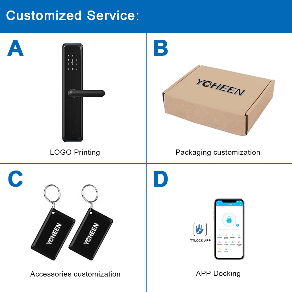 Waterproof App Door Lock Electronic Rfid Digital Locks Intelligent Wifi Ttlock Smart Lock Aluminium Alloy Cloud Bluetooth