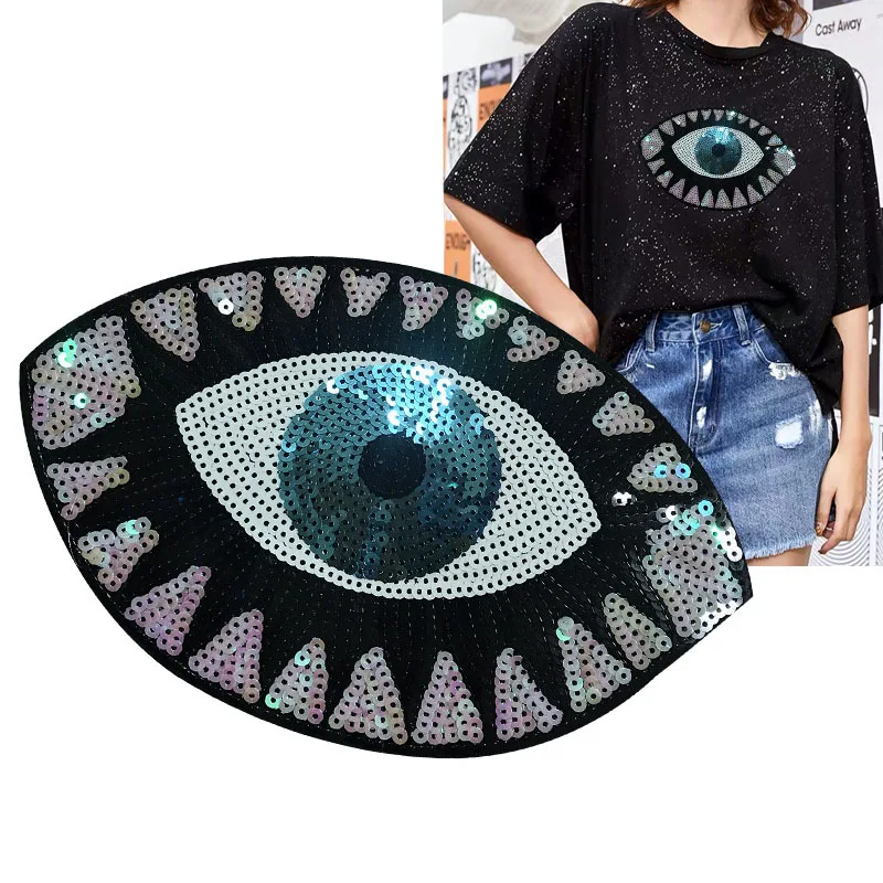 Wholesale Fashion Eye Sequin Embroidery Patch For Clothes Accessories DIY