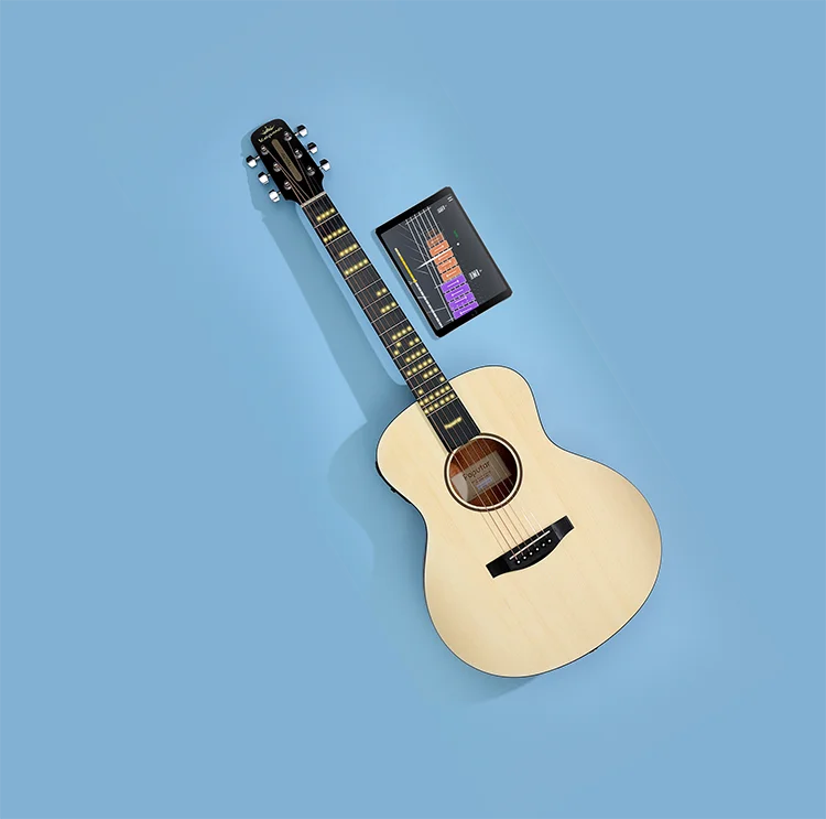 Poputer Acoustic Guitar 36 inch professional Smart Guitar with APP 96 LED Lights Guidance Travel Guitar Acoustic For Adult
