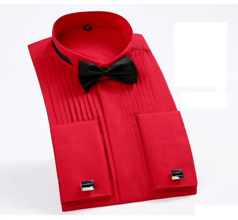 Men Long Sleeve Dress Wedding French Gentleman Cufflinks Swallowtail Design tuxedo Shirts