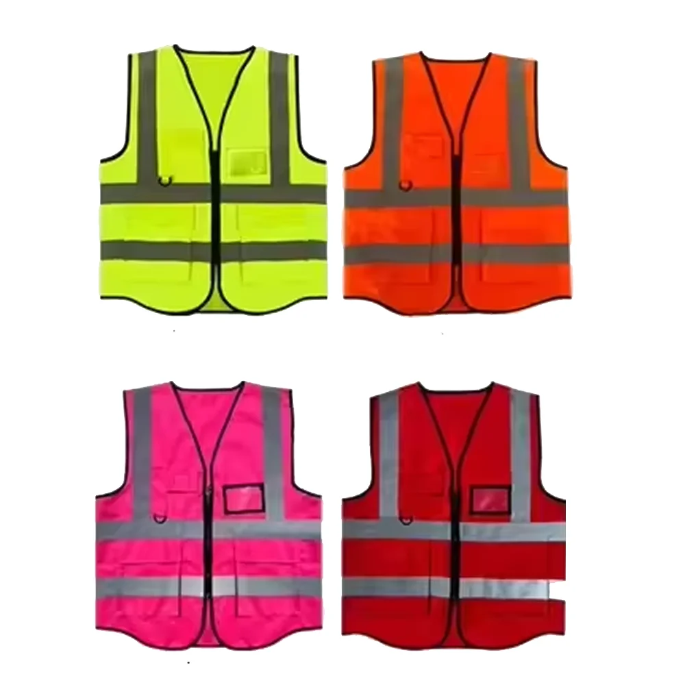 HBC Hot Sale Custom Logo Reflective Strap Construction Work Vest Safety With Adjustable Strap High Visibility