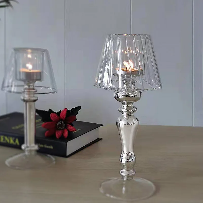 wedding table lamp tea light crystal glass candle holder table decoration