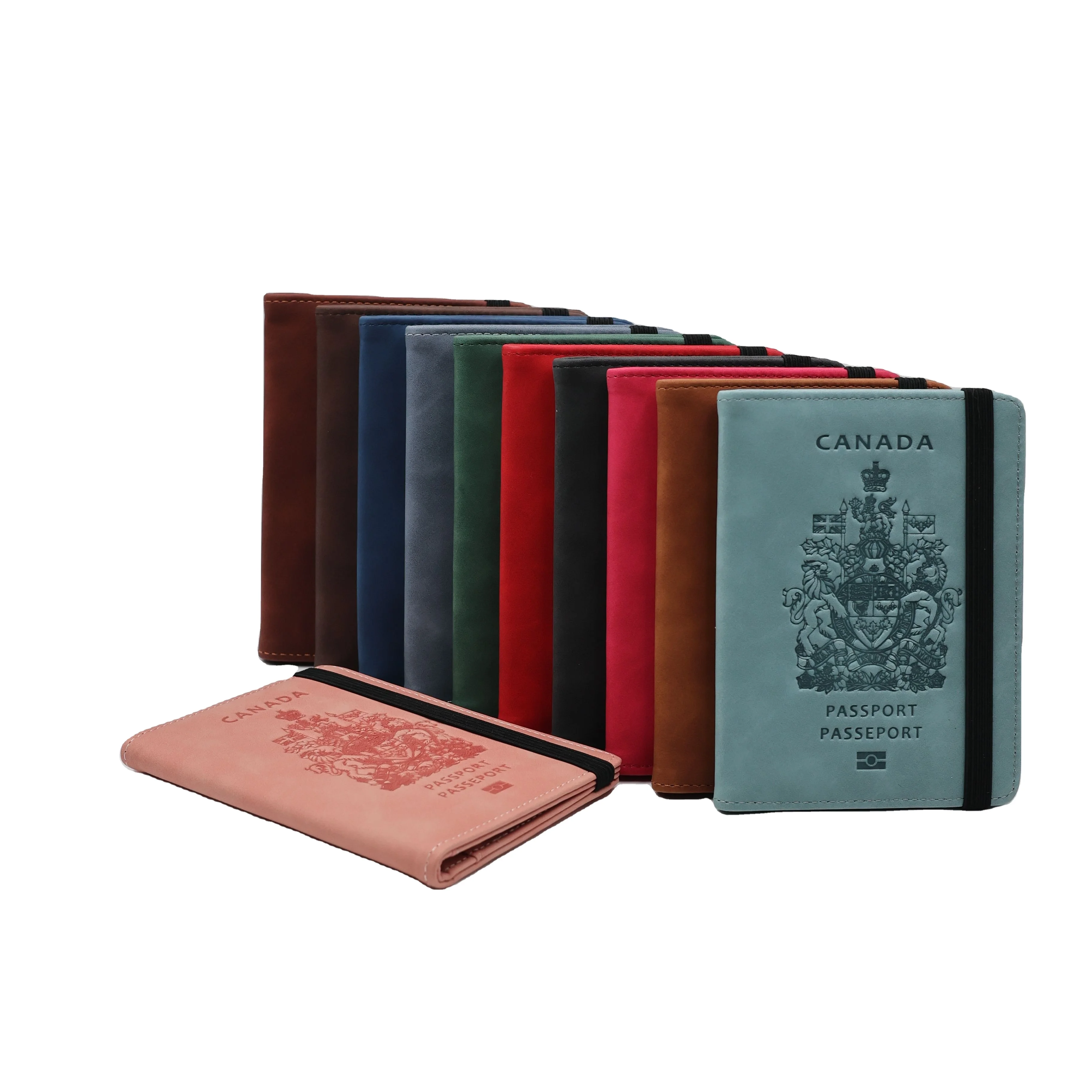 Canada logo passport cover custom Logo fashionable gift PU leather passport sim cards wallet family passport holder leather