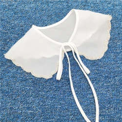 Factory custom collar wavy edge decorative Lace women white false collar detachable