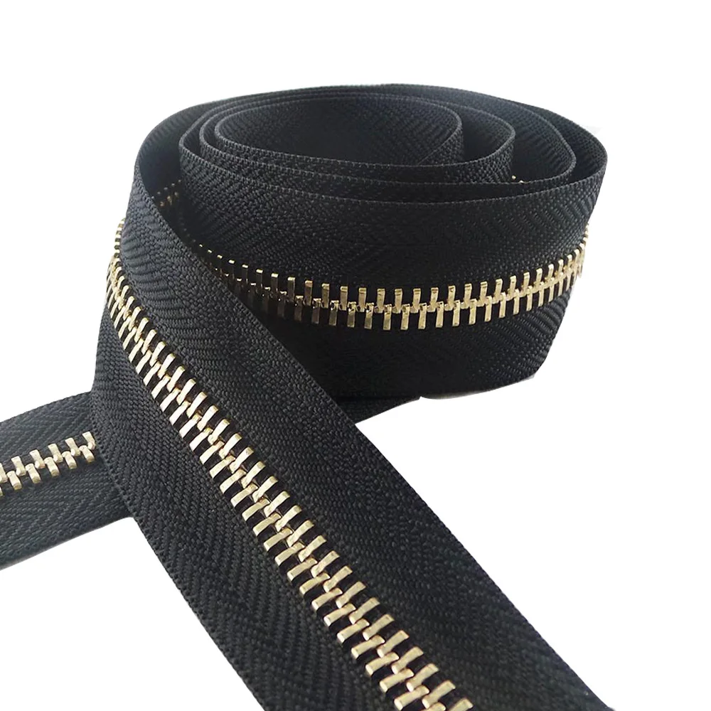 Hot sales metal brass gold zippers tape roll brass coil long chain zipper for luggage