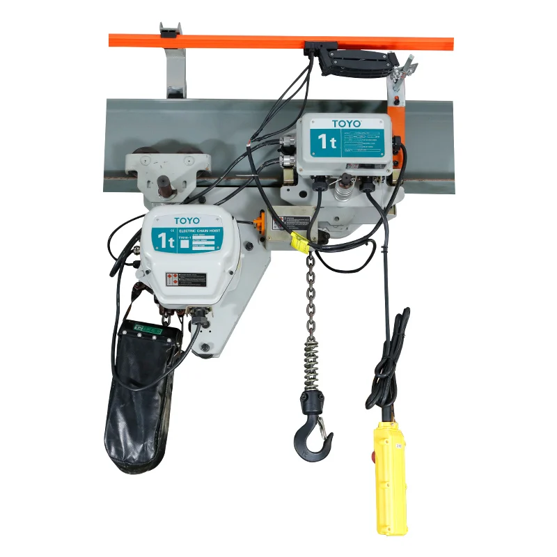 Toyo Single Phase Winch Hoist Wireless Remote Control 1 2 Ton Electric Chain Hoist With Trolley