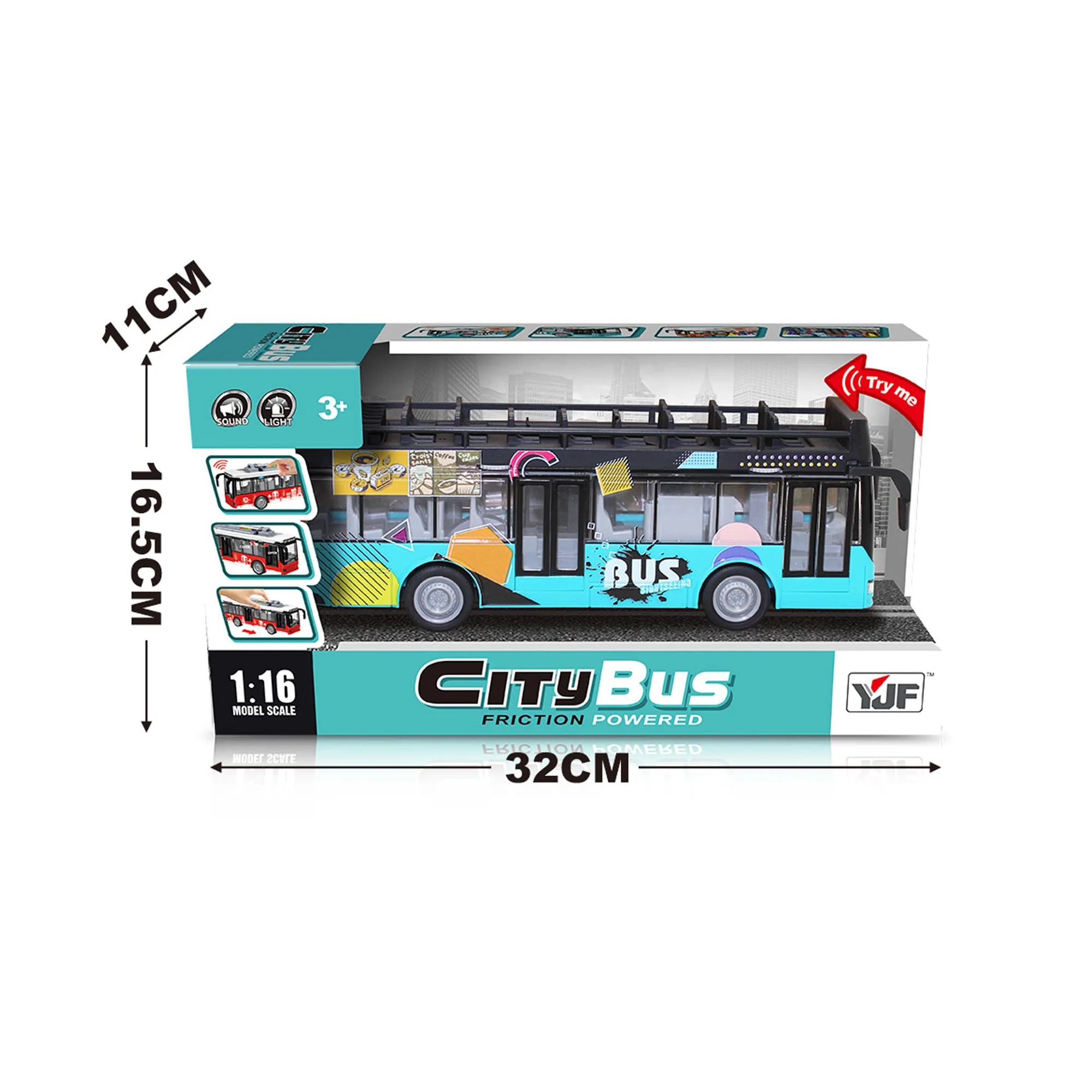 1:16 Double-Deck Urban Electric Dining Car Educational Toys for Kids