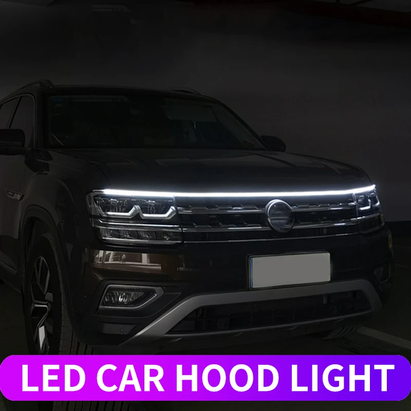 LED Car Hood Lights Strip Universal Auto Decorative Atmosphere Lamps  DRL Strip Ambient Lights Car Daytime Running Lights