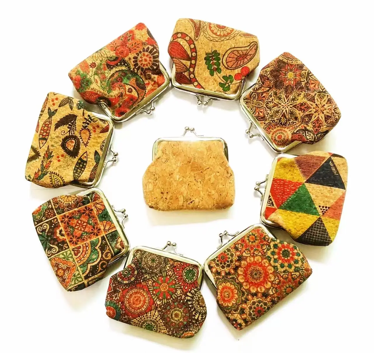 Handmade mini vegan flower printed  digital printing  kiss lock Cute Lady Card Bag Coin Purse Pouch for Women
