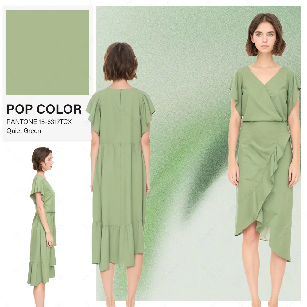 ODM Designer Mint Cap Sleeve Elegant Cotton Ruffles Formal Casual Dresses
