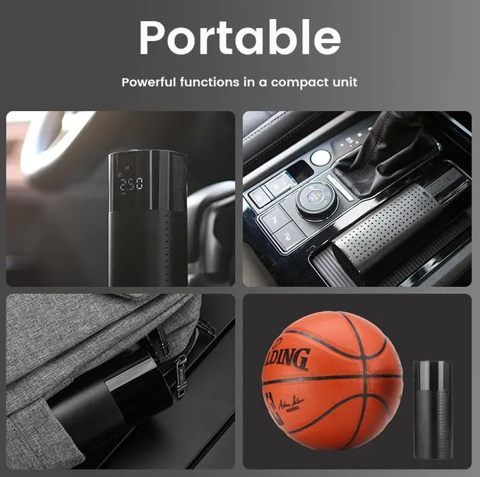 5000mAh Electric Cordless Mini Portable Powerful 30W Digital Automatic Car Tire Inflator with Flash light