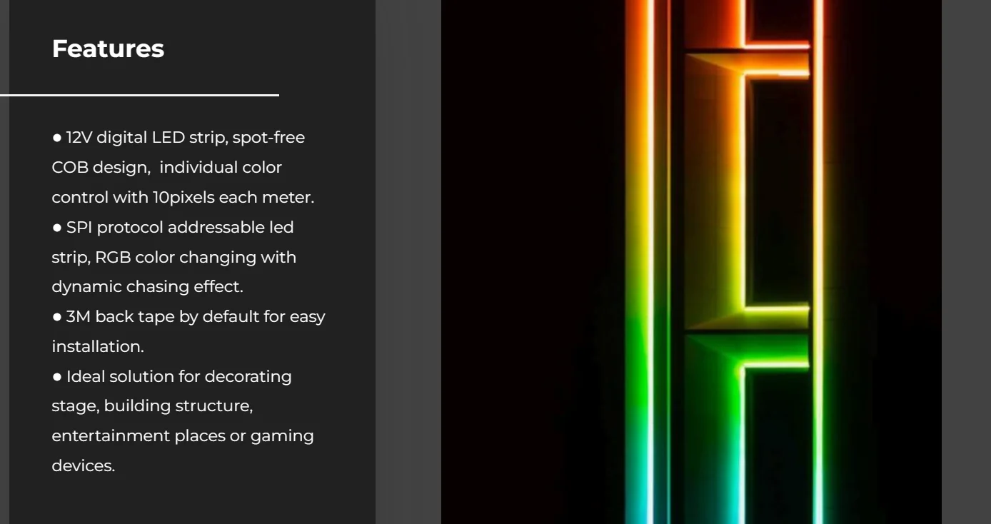 Wholesale Supplier High Quality 10pixels 12V RGB LED Tiras for entertainment places