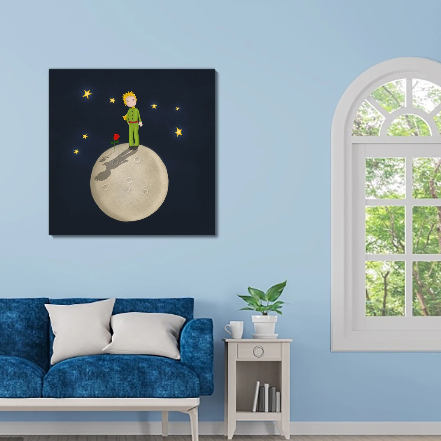 Hand Painted Le Petit Prince Anime Prints Oil Painting On Canvas For Living Room Wall Decor