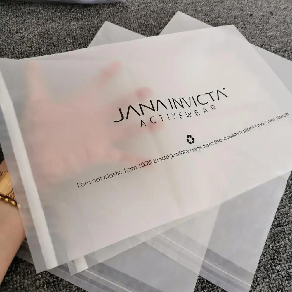 Упаковочный мешок из первичного кукурузного крахмала для упаковки одежды и доставки с клейкой