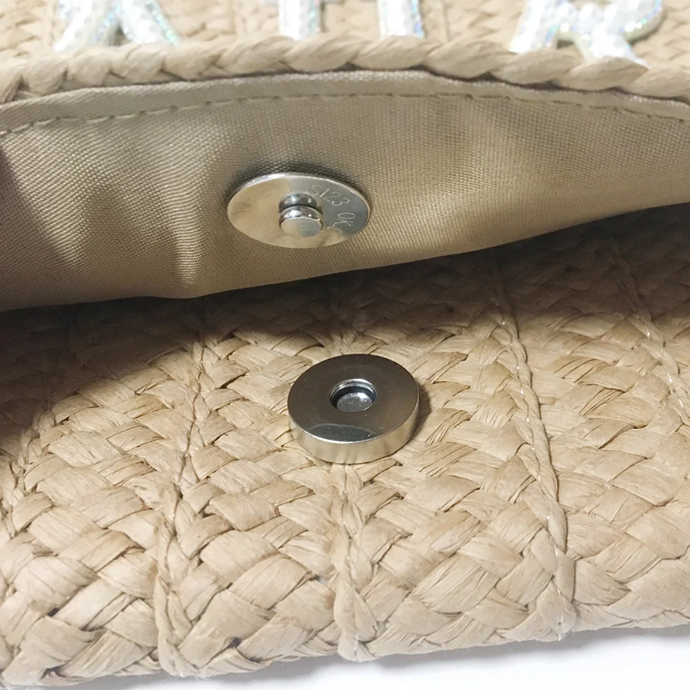 Customize Knitted women paper straw tote bag Summer Beach Paper Straw Tote Bags