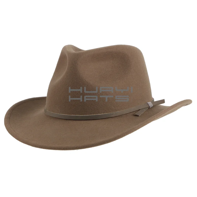 Wholesale Custom Leisure Felt Western Cowboy Hat Mens 100% Wool Made In China