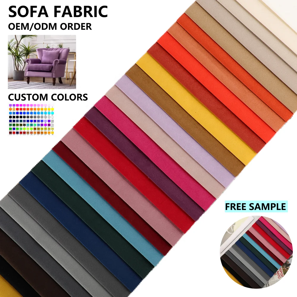 Wholesale New Design Holland Velvet Sofa Fabric Luxury Polyester Upholstery Material with Dyed Pattern Knitted Sofa Fabric