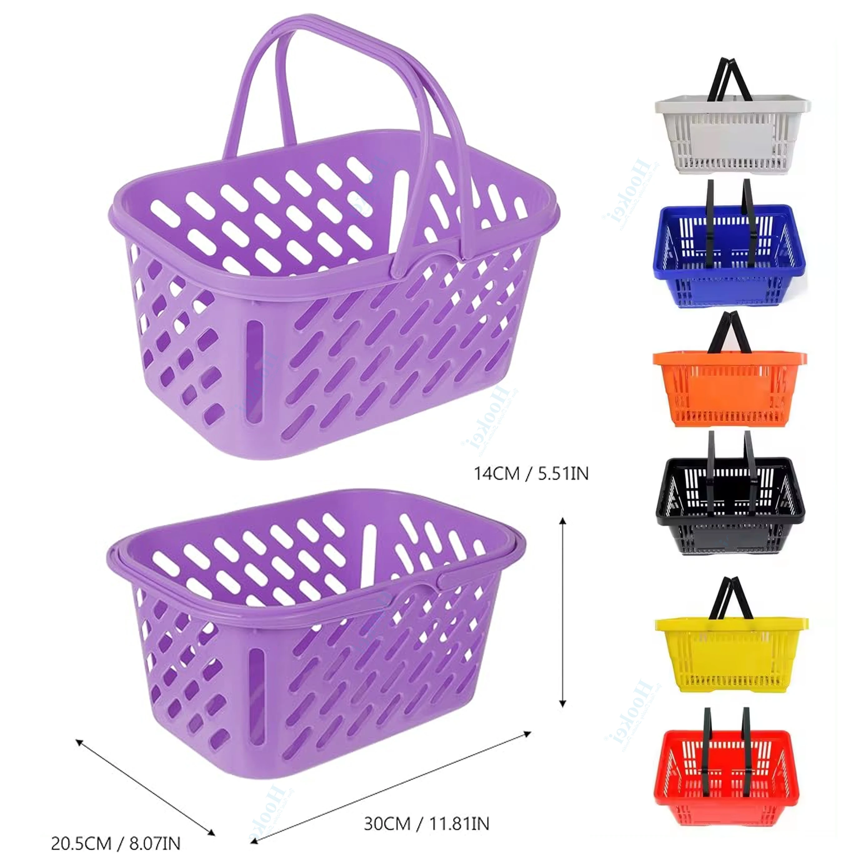 20 L Purple Plastic Shopping Baskets with Handles Store Baskets Retail Baskets with Handles for Market Grocery Supplies