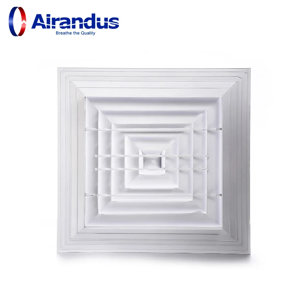Square 4-Way square aluminum air vent grille outlet ceiling diffuser air grilles for ventilation