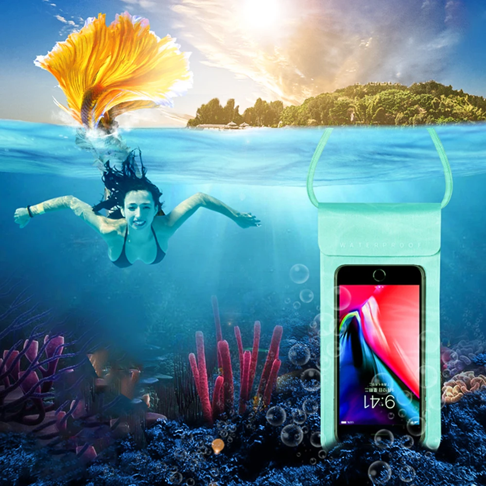 Water Sport Use Waterproof Cell Phone Case IPX8 TPU Cell Phone Pouch Dry Bag Multifunctional Touch Screen Waterproof Phone Bag