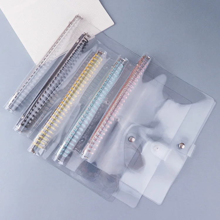 A5 B5 multi hole loose leaf notebook transparent PVC clear color cash binder shell cover