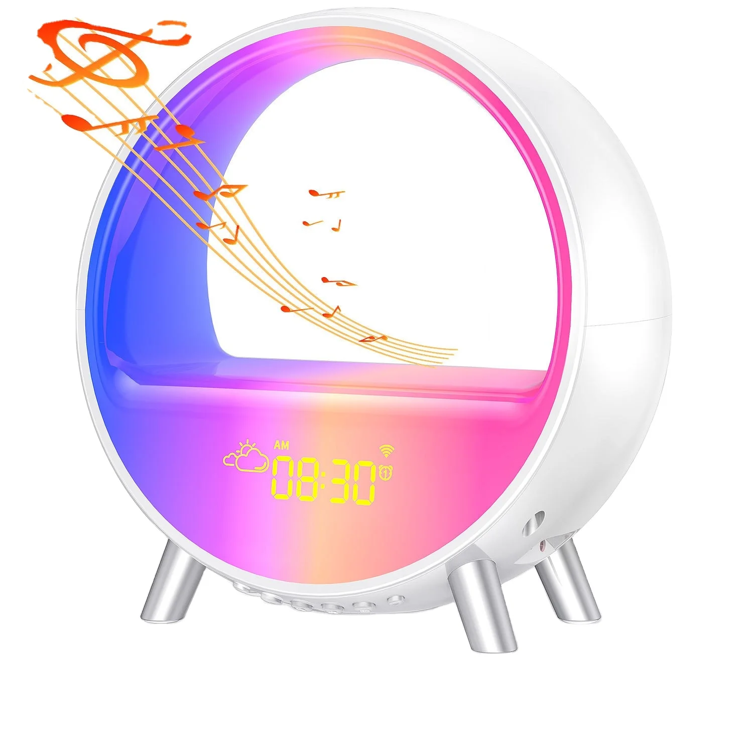 LISEN 2023 NEWNew Arrival Sound Machine Smart Light Atmosphere Lamp App Control Bluetooth Speaker with Wireless Charger Sunrise
