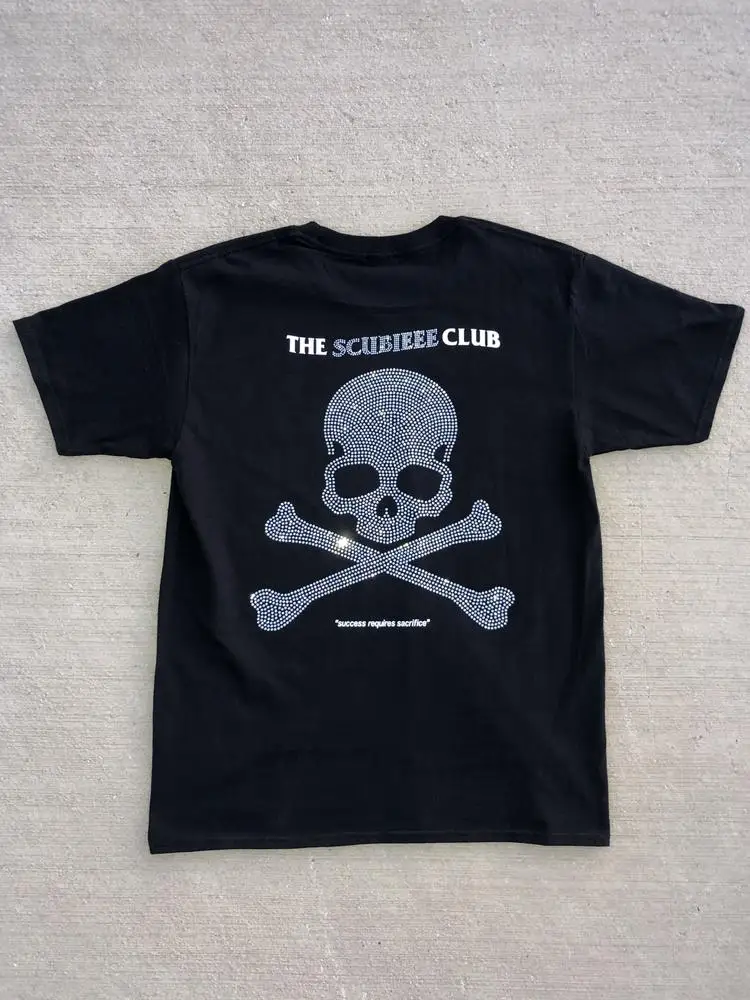NaLu Skull Rhinestones Custom Men Cotton Rhinestone Transfer T shirt
