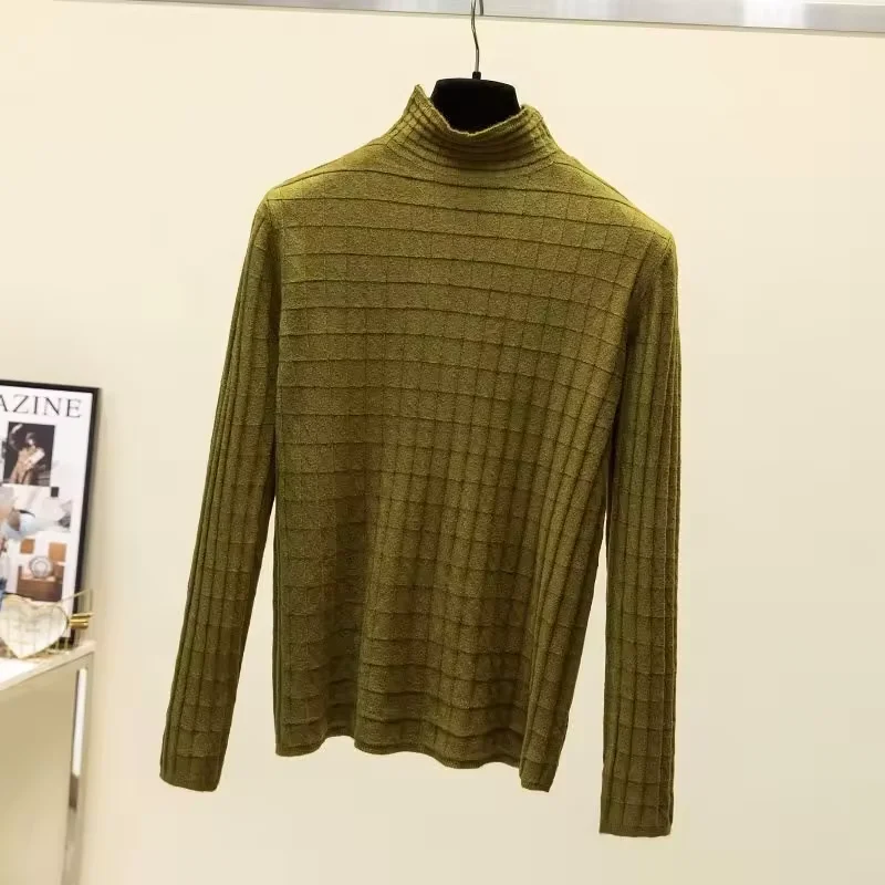 Winter Fall Plain Bottoming Shirt Long Sleeves Pullover Solid Soft Womans Knitted Sweater