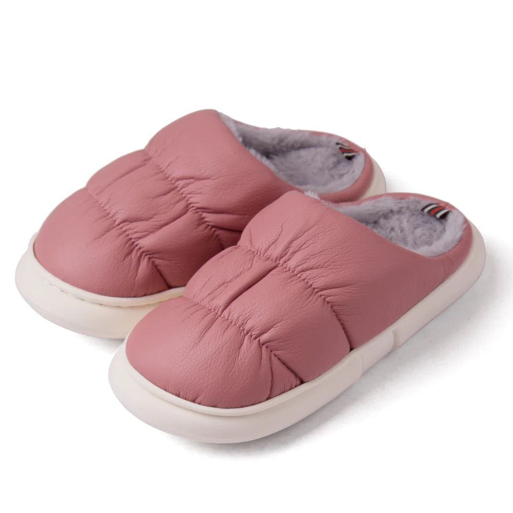 Simple Style New Waterproof Warm Outdoor Wear Comfortable Winter Cotton Slippers Ladies Household Non-slip Plush Slippers