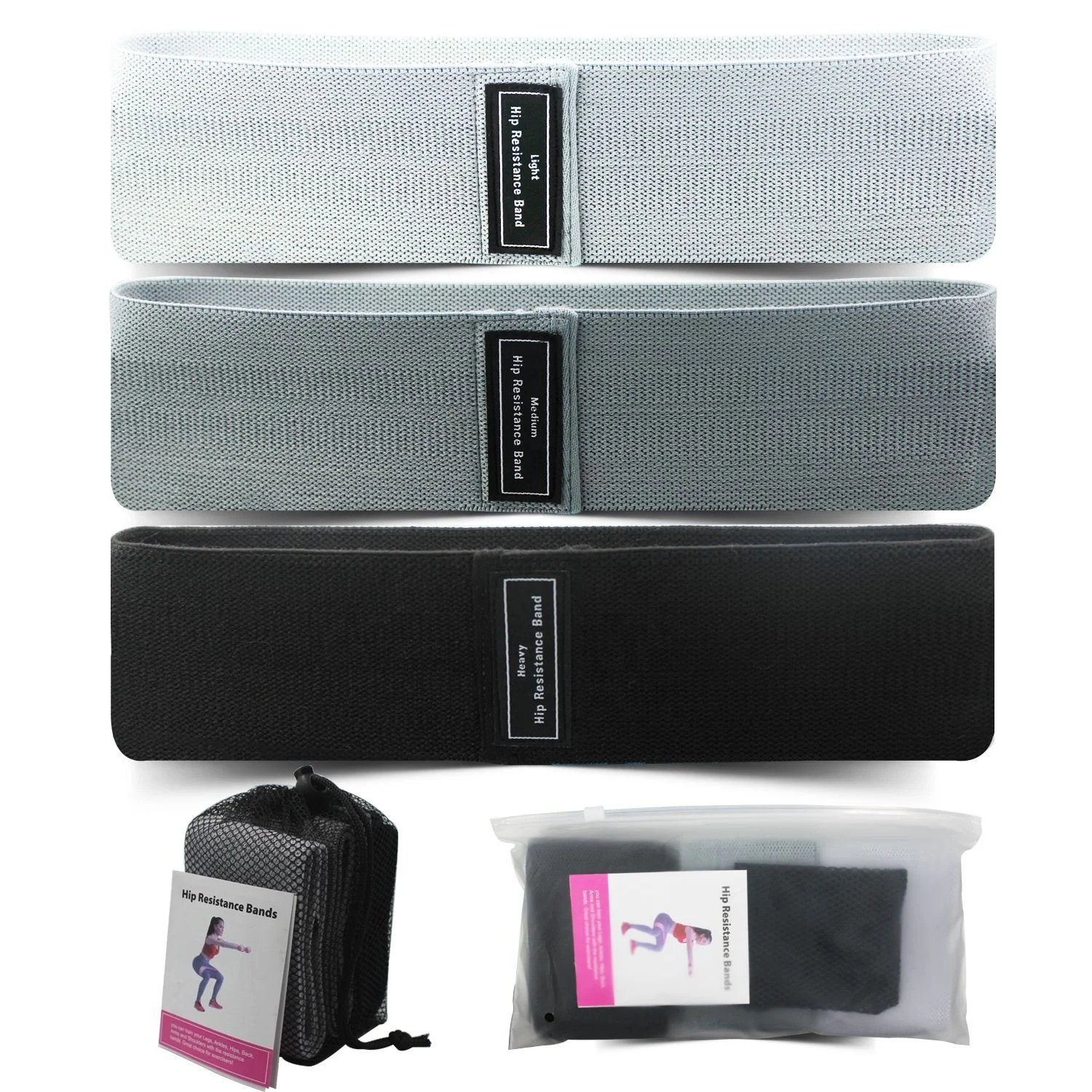 Eco Friendly Customized Logo Polyester Fabric Booty Band Light Medium Heavy Hip Resistance Loop Bands