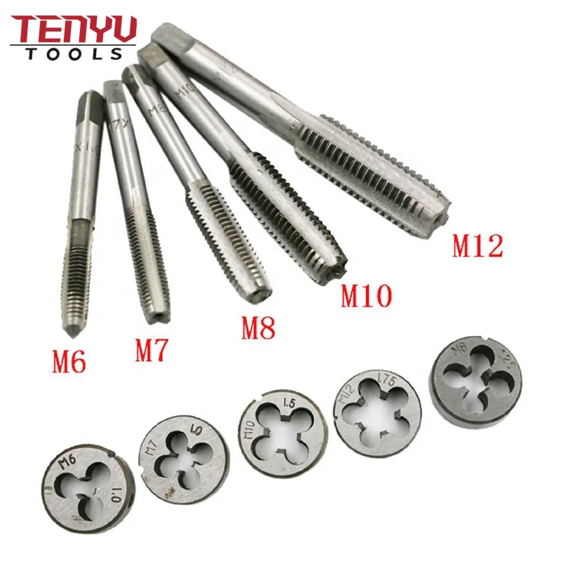 12pcs Screw Metric M6 to M12 Tap Die Set with Tap Holder Thread Tap and Die Thread Repair Kit