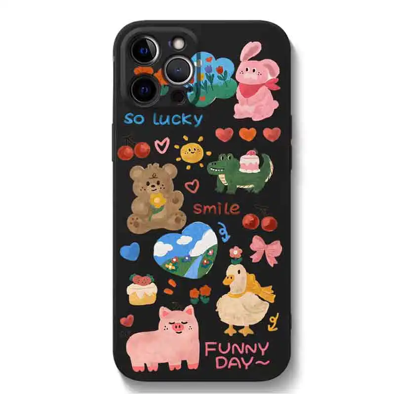 Liquid silicone UV color printing Many animals is funny  Mobile Cover  TPU Frosted Phone Case For Iphone14 13 12 11Pro Max