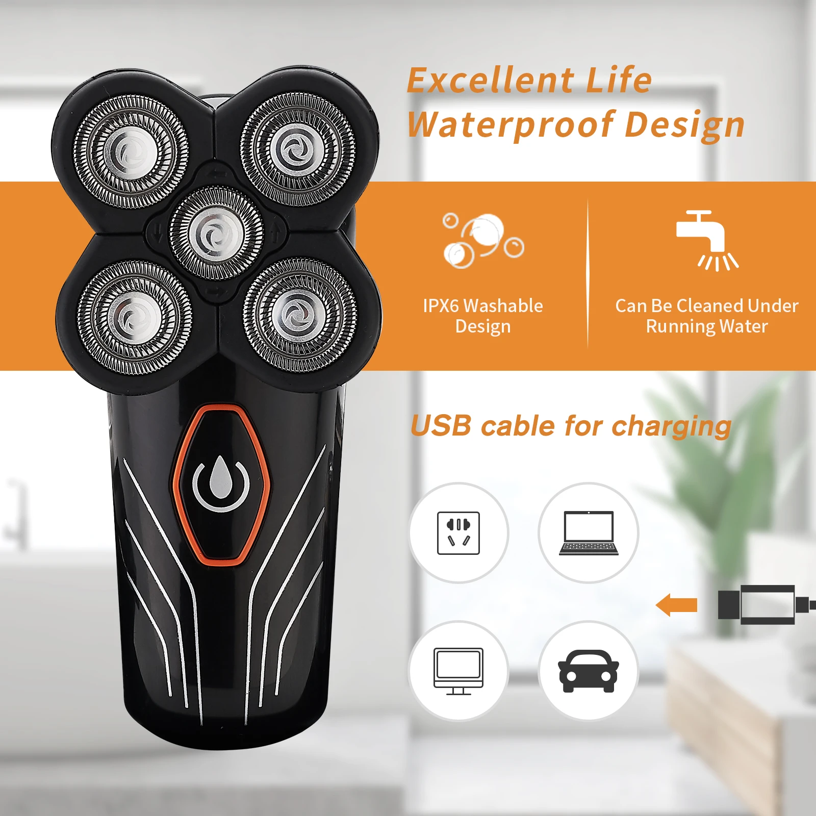 Hontec MR-129 6 In 1 Multifunctional Shaver for Men bald shaver nose trimmer and Trimmers and cleaning brush groomer kit for men