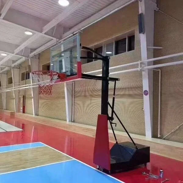 Adjustable Portable Basketball Hoops Ball Hoop Stand With Tempered Glass Backboard Basketball System In Ground