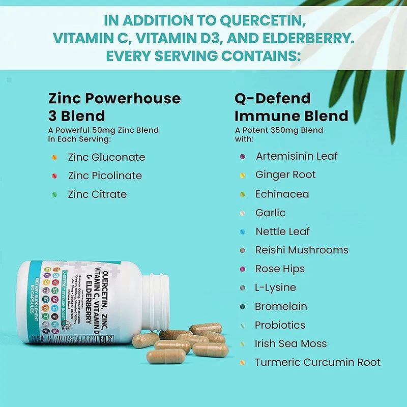 18 In 1 Sea Moss Echinacea Quercetin Zinc Vitamin C & D Elderberry Immune Booster Softgel Capsules For Dietary Supplement
