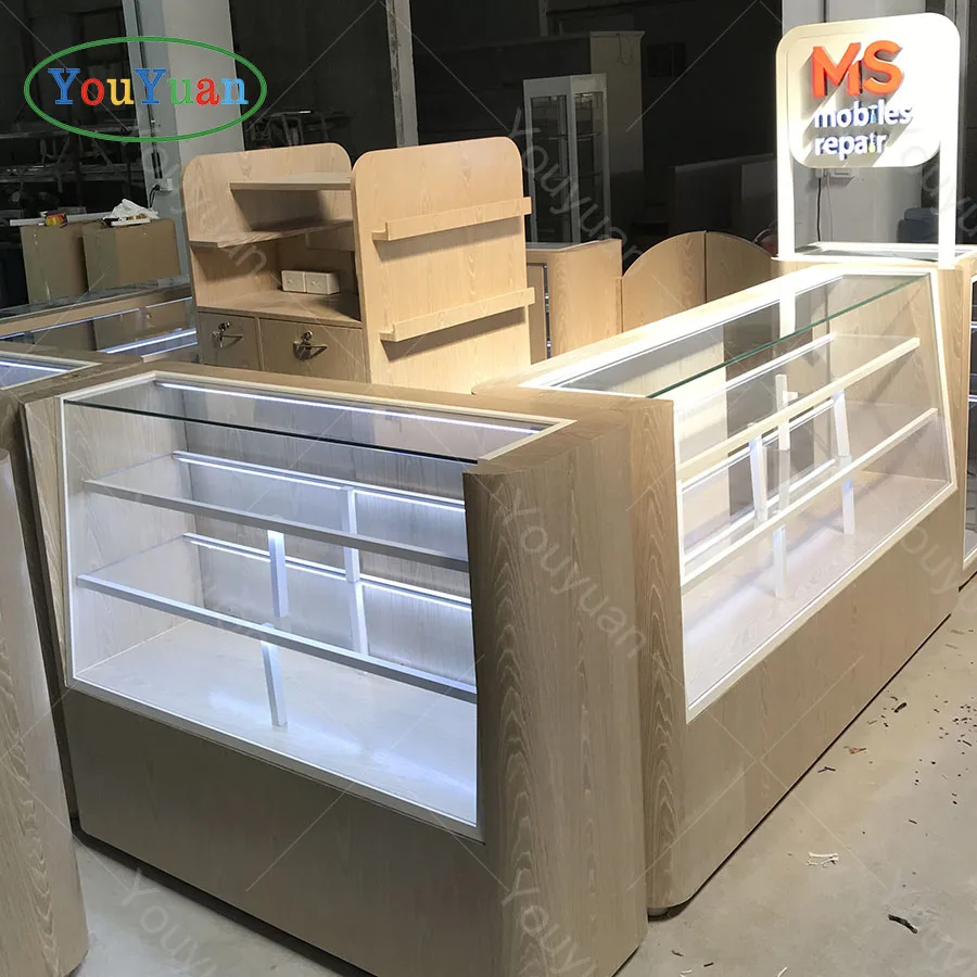 YOUYUAN Retail mall mobile phone accessory kiosk mobile shop counter for sale display cabinet cellphone kiosk