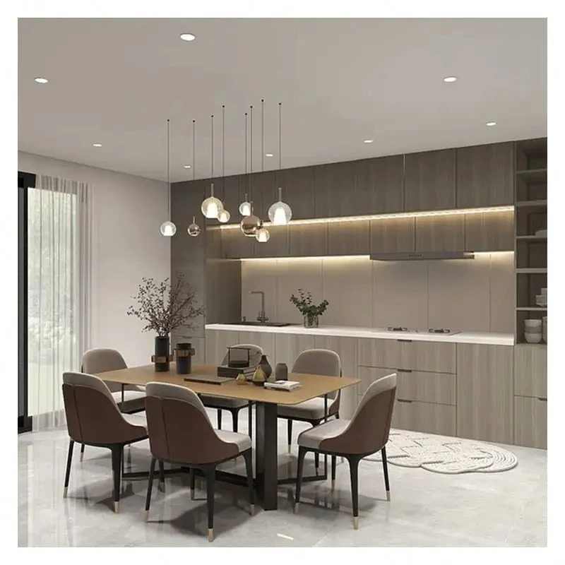 CBMmart Whole Grey Frosted Glass Solid Wood Kitchen Cabinets with Glass Door Design kitchen cupboard System Furniture