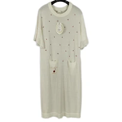 Высококачественные Женские Вязаные Классические платья с оборками на рукавах для девушек, женское Вязаное летнее платье