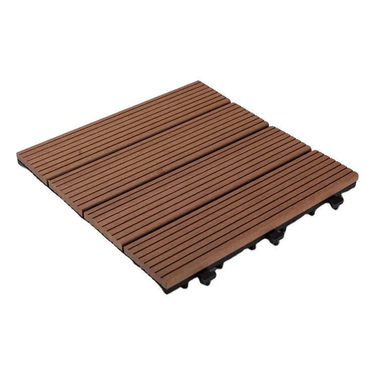 wholesale wood look brown engineered plastic wood interlocking composite outdoor deck tiles